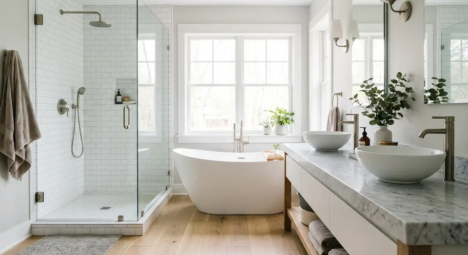 ProFlow technician performing bathroom renovation plumbing in a GTA home