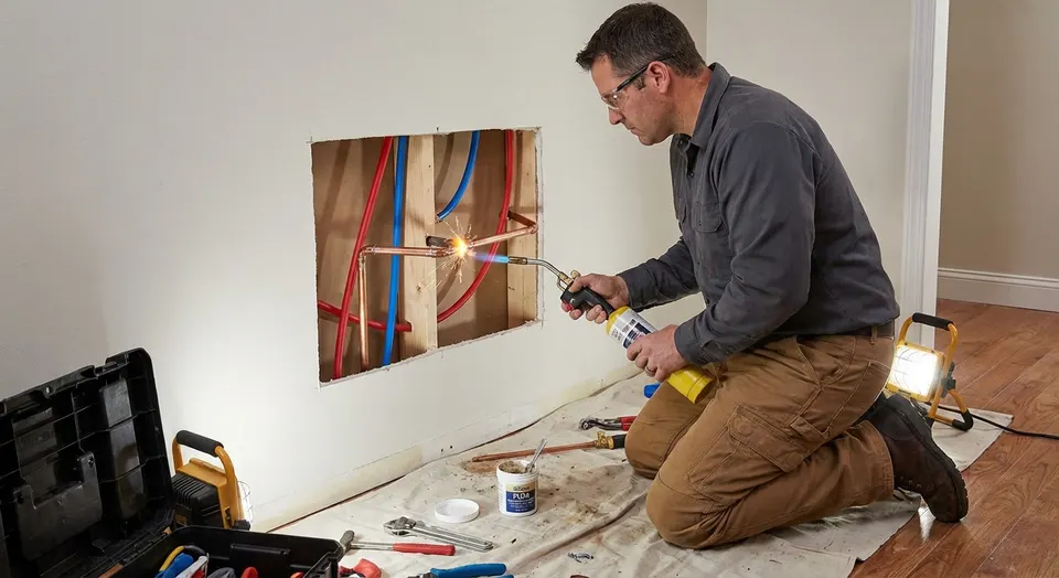 ProFlow technician performing pipe repair & replacement in a GTA home